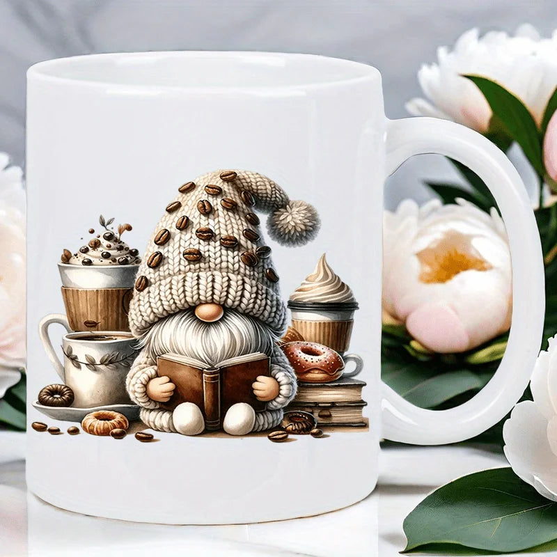 Gnome Mug 11oz Gnome Mug with Coffee Lover Gnome Design - 11oz Ceramic Cup, Perfect Gift for Coffee Enthusiasts, Home, Office