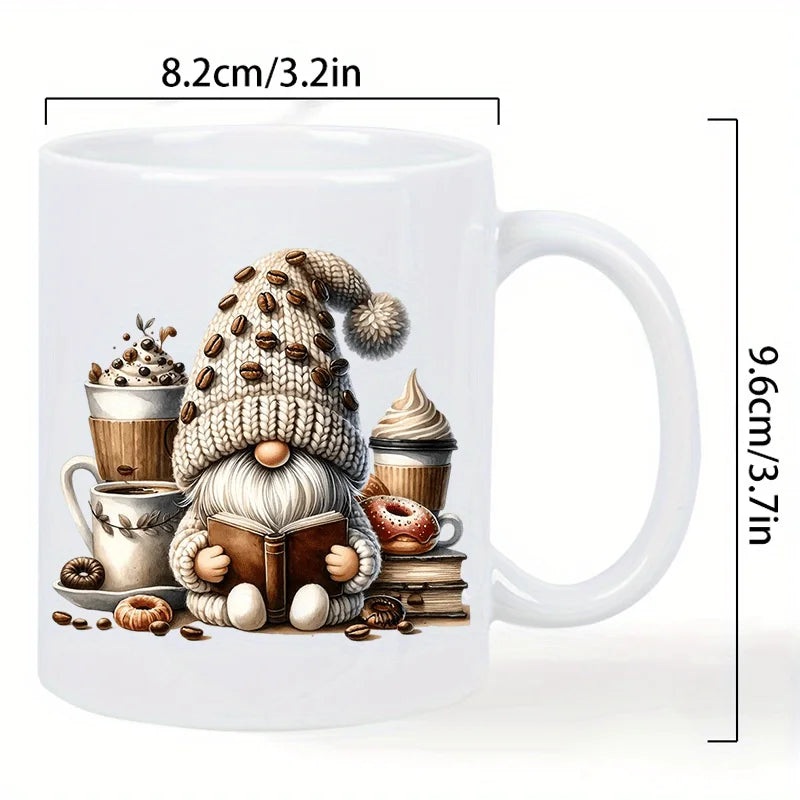 Gnome Mug 11oz Gnome Mug with Coffee Lover Gnome Design - 11oz Ceramic Cup, Perfect Gift for Coffee Enthusiasts, Home, Office