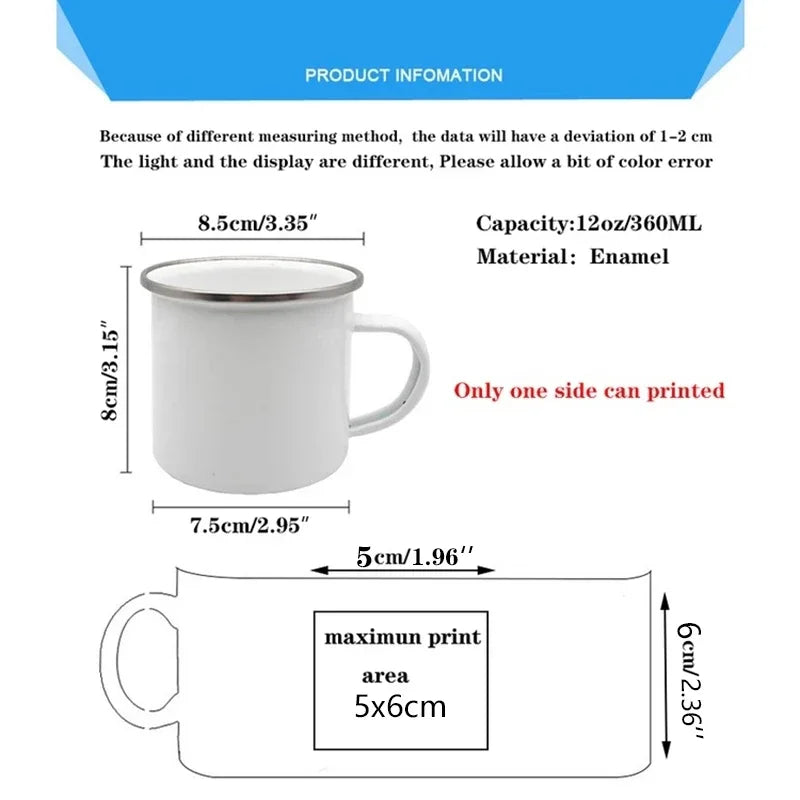 Flower Print Retro Enamel Mugs Creative Coffee Cups Summer Outdoor Picnic Drinks Juice Milk Camping Mugs Handle Drinkware Gifts