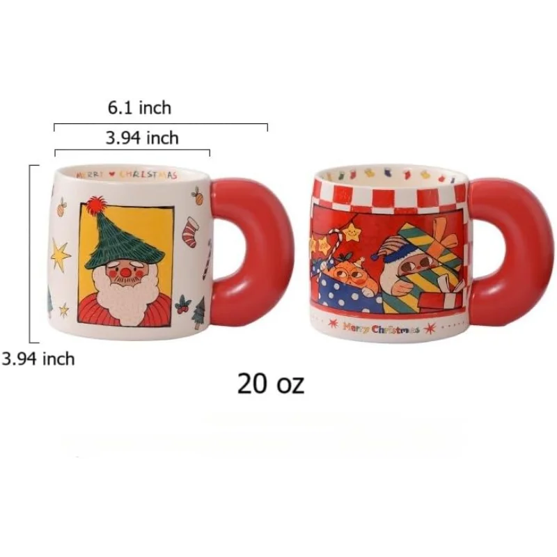 20 Oz Ceramic Christmas Coffee Mug with Handle Novelty Festival Gifts for Christmas with Gift Box,set of 2(A&B)